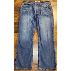 Ariat M4 Low Rise Boot Cut Jeans Mens 36x34 Blue Stretch Denim Zip Fly